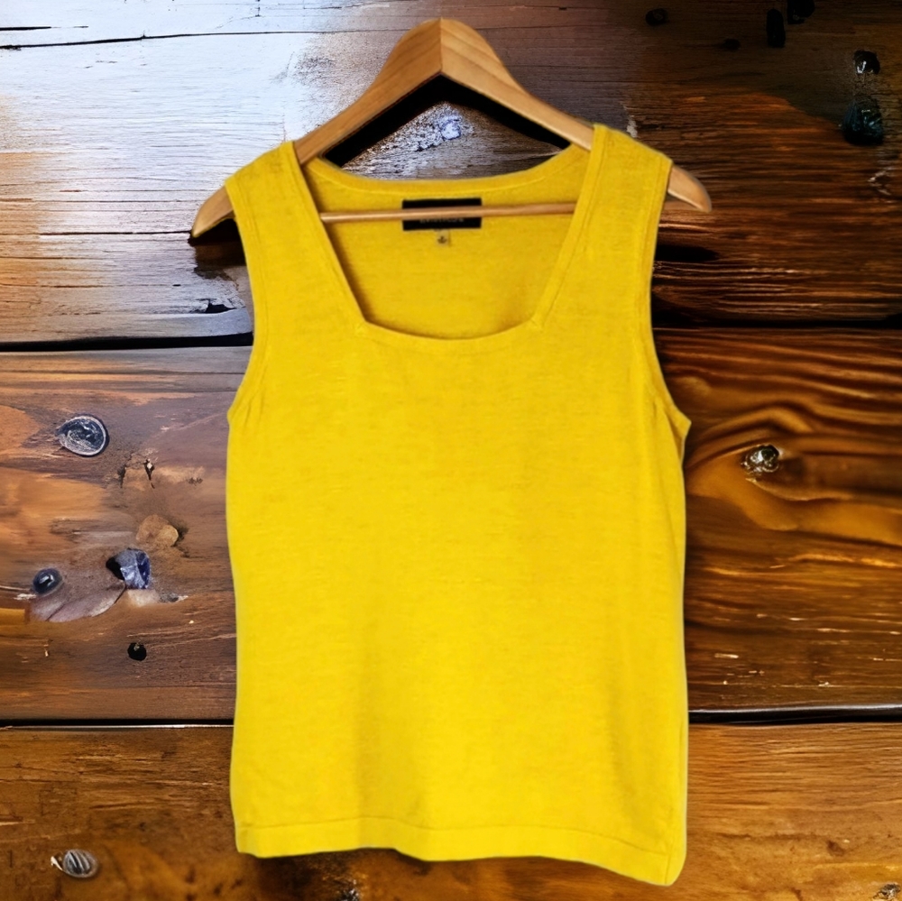EVAN PICONE mustard knit sleeveless top